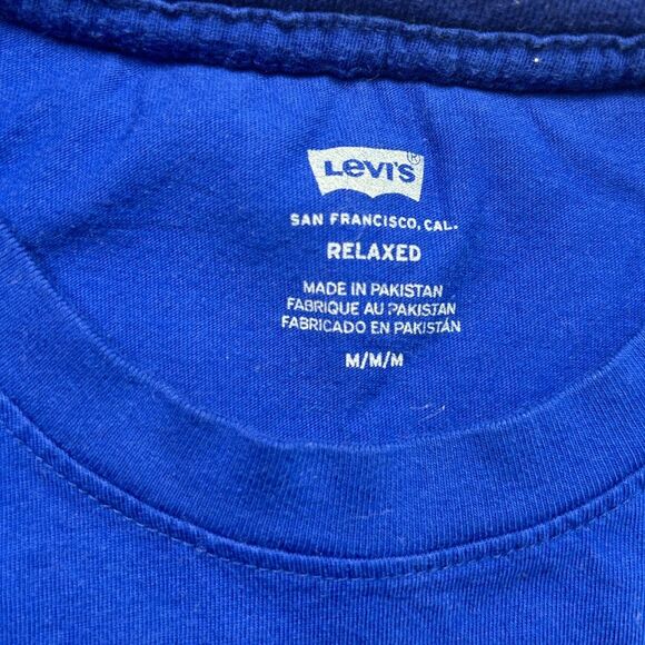 Levi's Men’s Chenille Patch Logo Royal Blue T-Shirt Tee 100% Cotton Size M - Picture 3 of 12